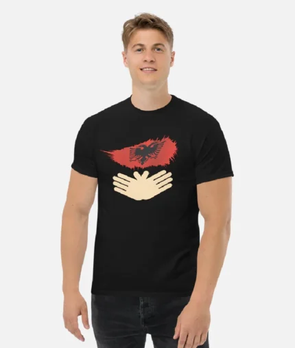 Albanien Albanien Hand T Shirt Schwarz (1)