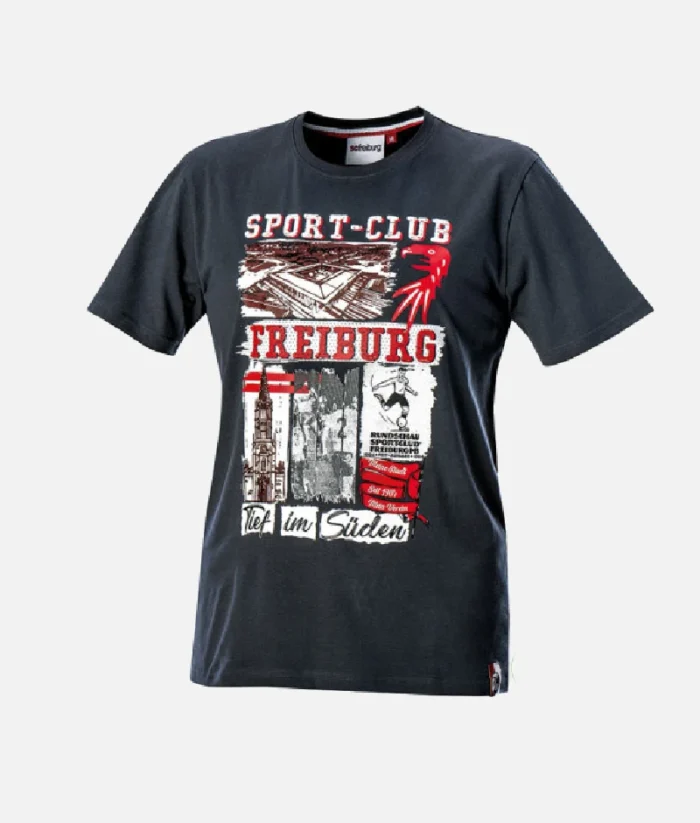 SC Freiburg T Shirt Collage Schwarz
