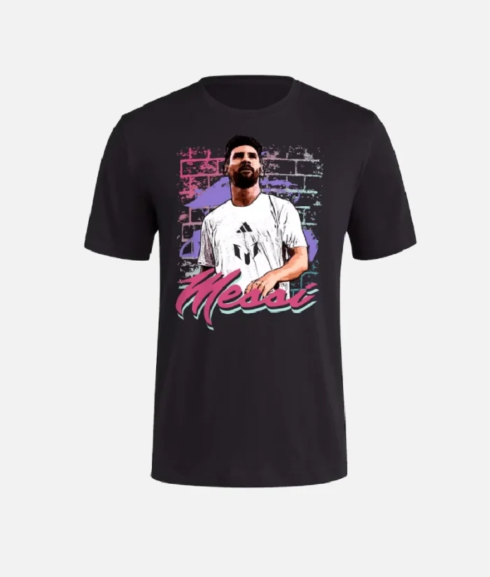 Inter Miami Messi Adidas Mural T Shirt Schwarz (2)
