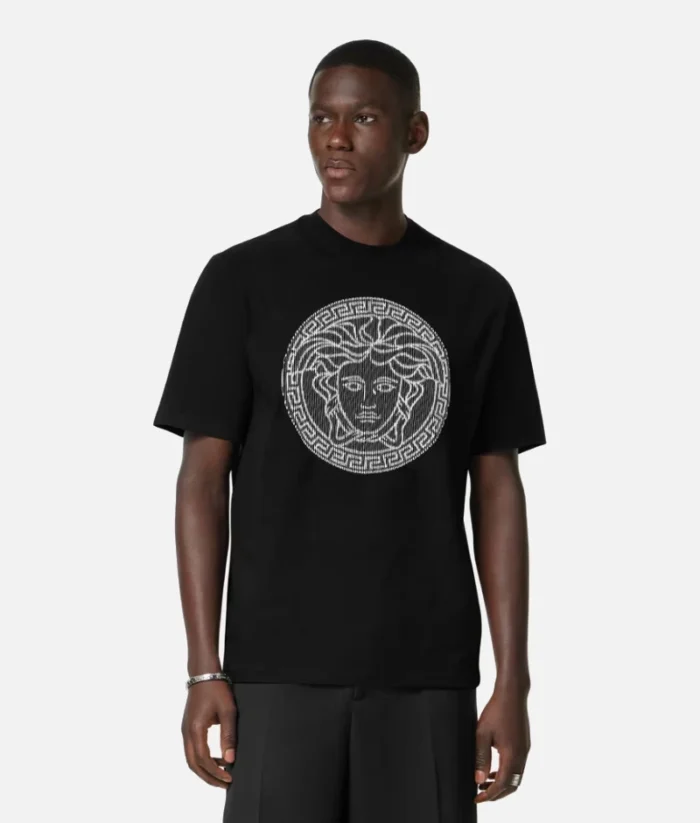Italien Versace Embroidered Medusa Sliced T Shirt (1)