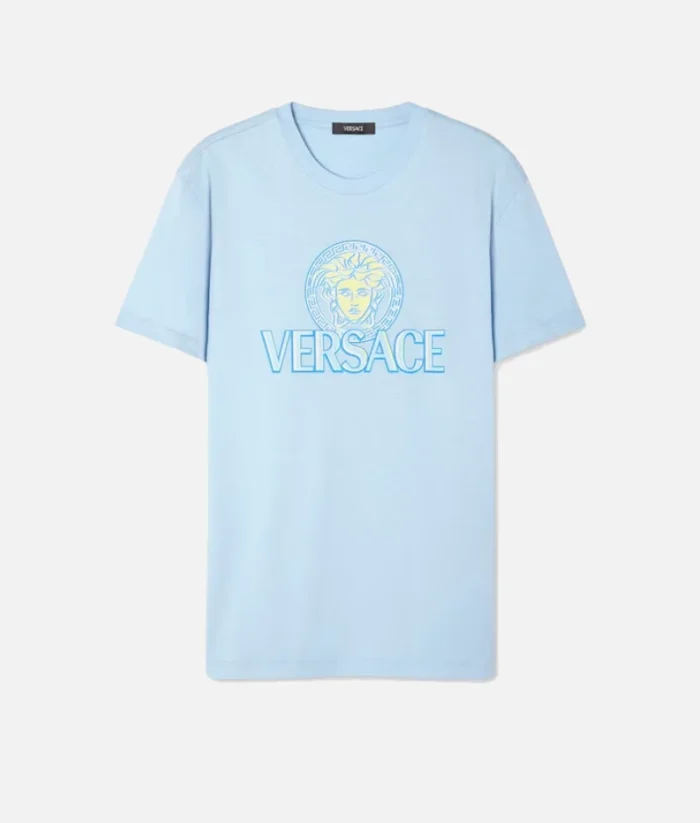 Italien Versace Medusa Logo T Shirt Hell Blau (2)