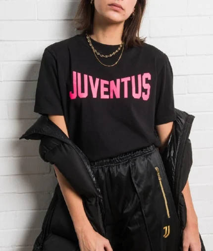 Juventus Icon T Shirt Fuchsia Fluo Schwarz (1)