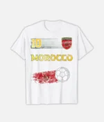 Marokko Flagge Fußball T Shirt Weiß (2)