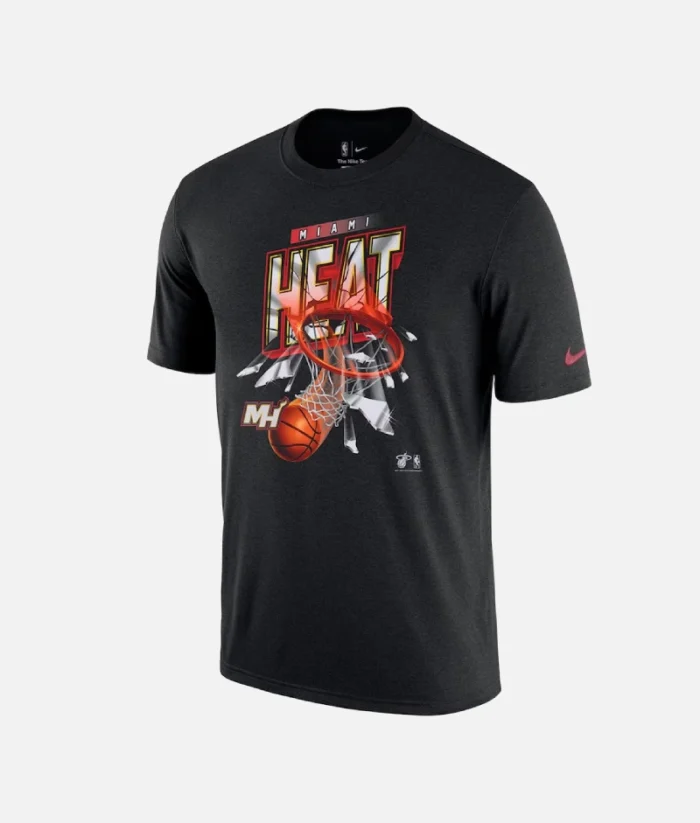 Miami Heat Shattered Logo T Shirt Schwarz (2)