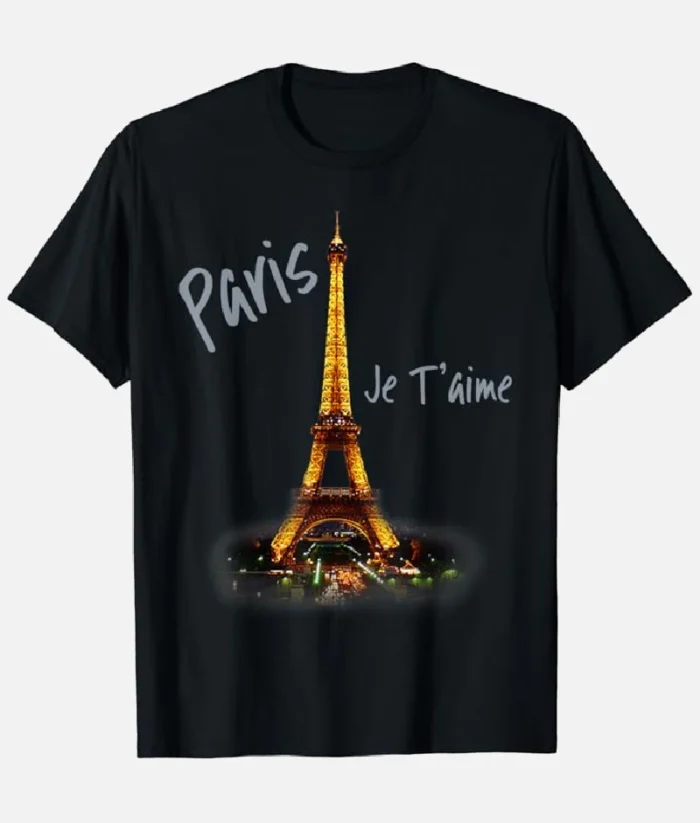 Paris Eiffel Tower Vintage T Shirt Schwarz (1)