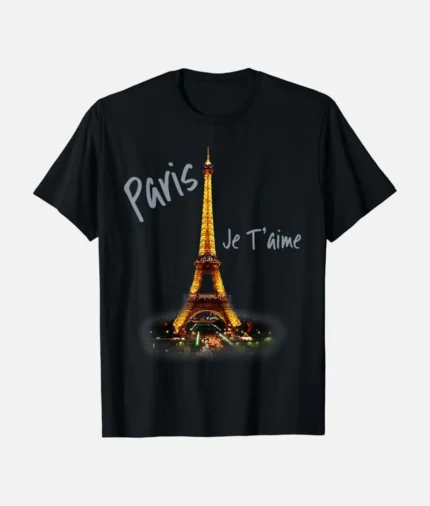 Paris Eiffel Tower Vintage T Shirt Schwarz (2)