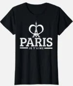 Paris Frankreich Eiffelturm Souvenir T Shirt Schwarz (1)
