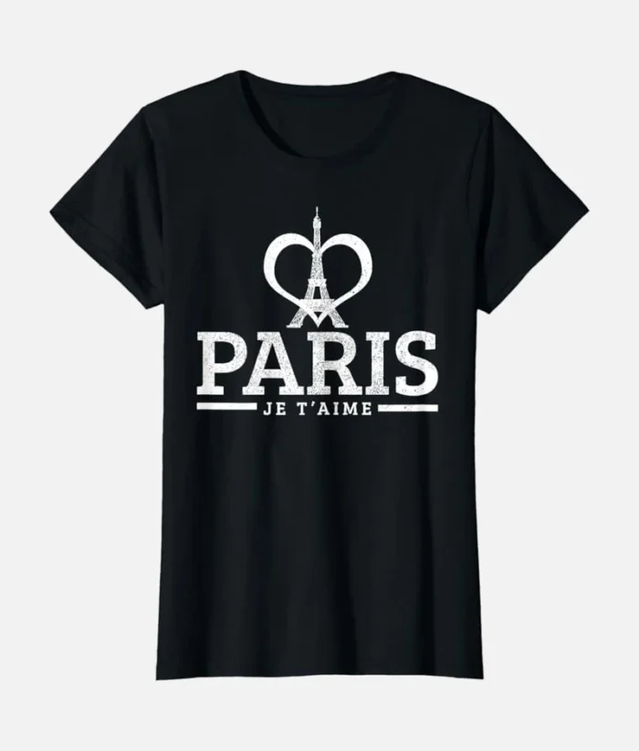Paris Frankreich Eiffelturm Souvenir T Shirt Schwarz (2)
