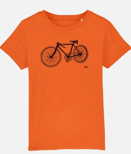 Rennrad Fahrrad Retro T Shirt Orange (1)
